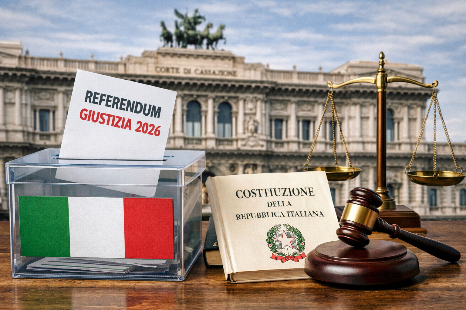 Referendum giustizia 2026: urna, Costituzione e simboli della giustizia